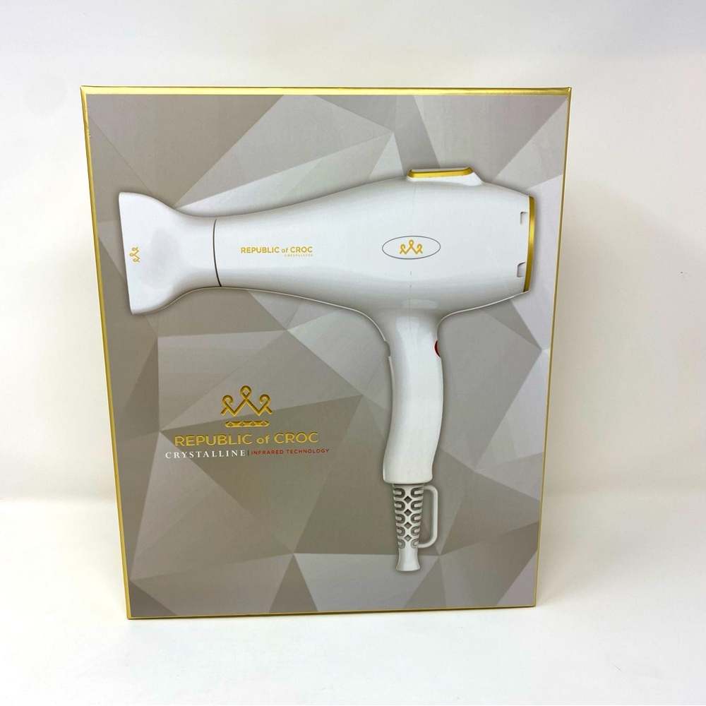Republic of Croc Crystalline‎ One Touch Professional Hair Dryer White & Gold NEW